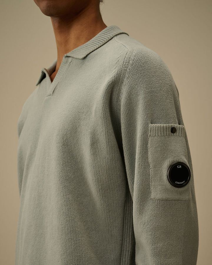 C.P. COMPANY - Cotton Chenille Polo Lens Sweater Bleu clair - Lothaire