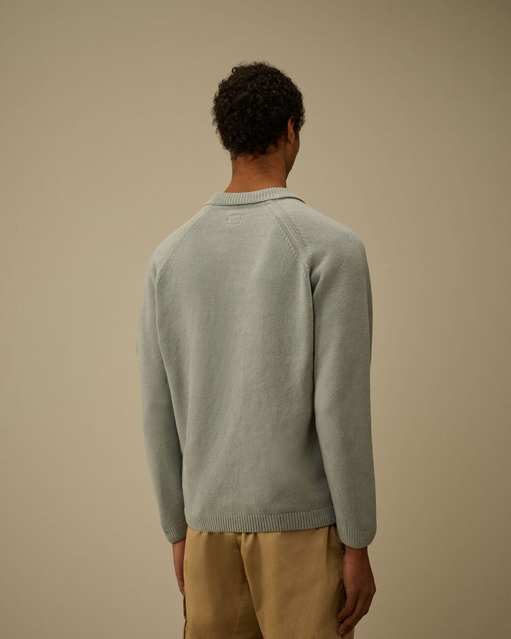 C.P. COMPANY - Cotton Chenille Polo Lens Sweater Bleu clair - Lothaire