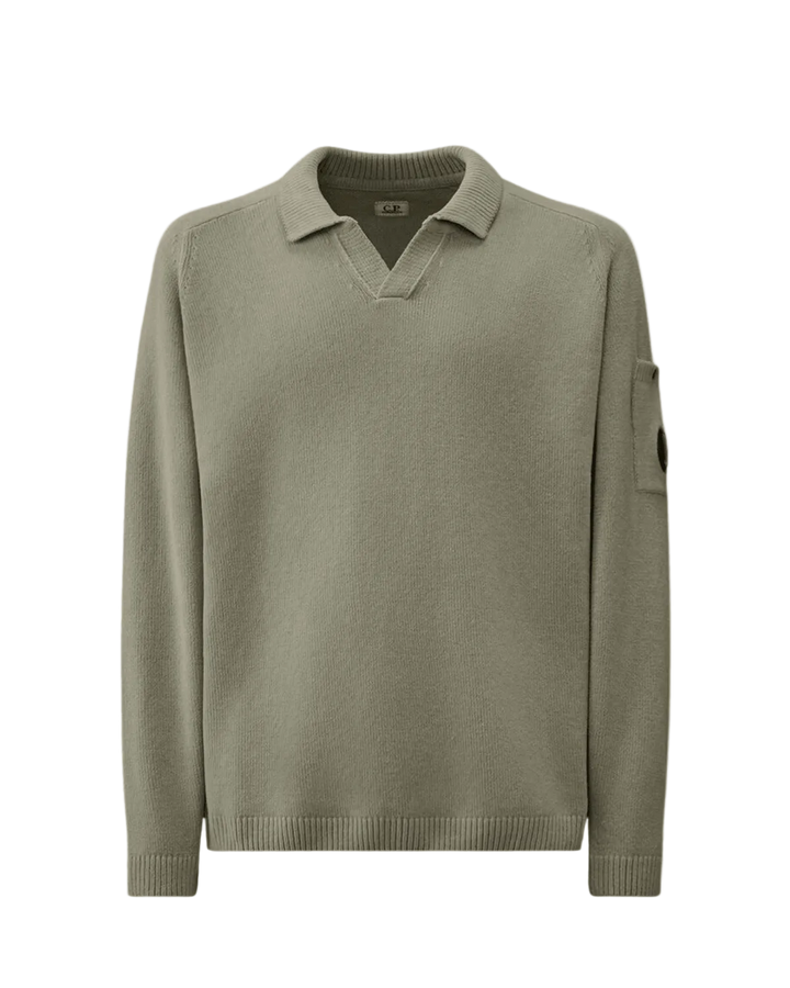C.P. COMPANY - Cotton Chenille Polo Lens Sweater Bleu clair - Lothaire