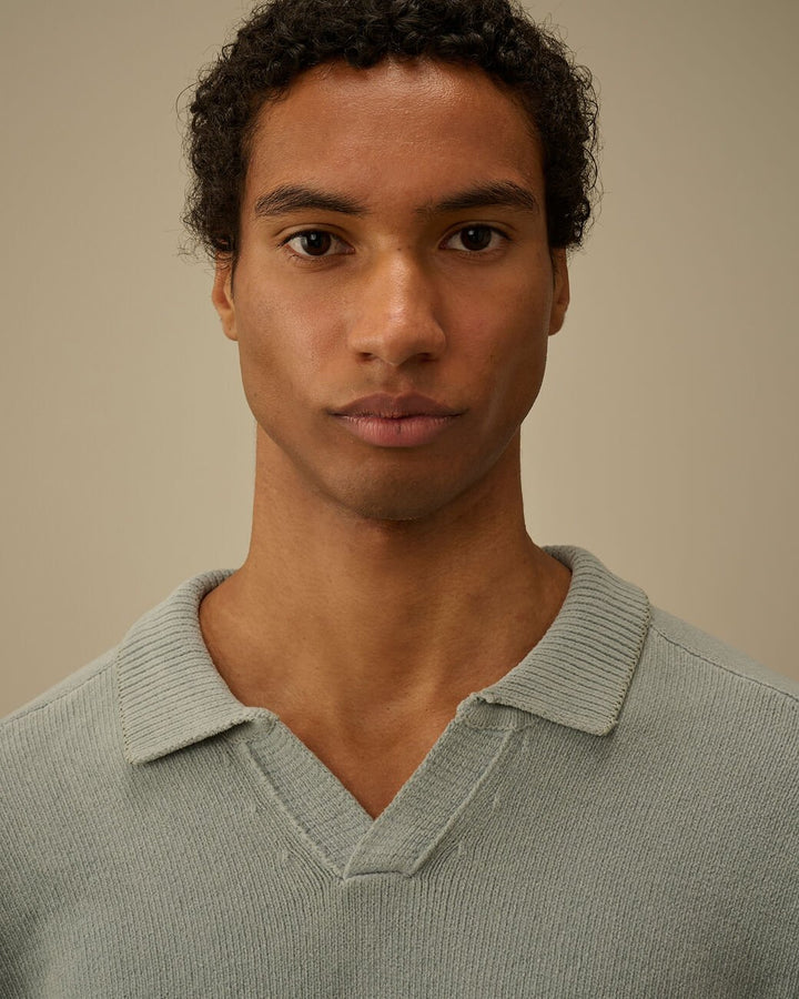 C.P. COMPANY - Cotton Chenille Polo Lens Sweater Bleu clair - Lothaire