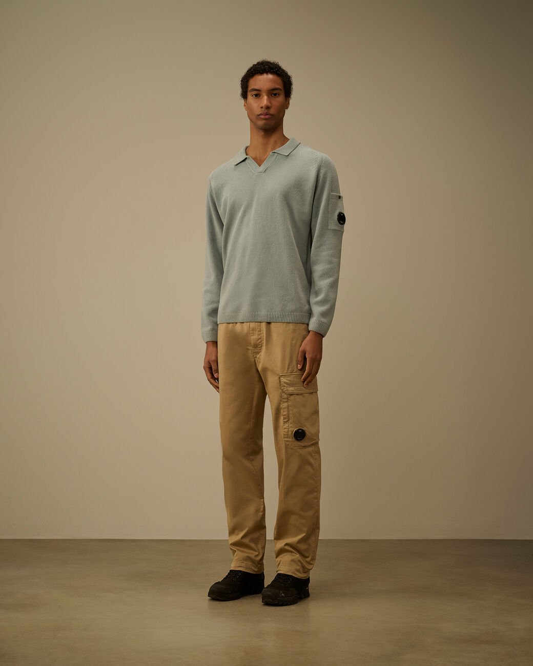 C.P. COMPANY - Cotton Chenille Polo Lens Sweater Bleu clair - Lothaire
