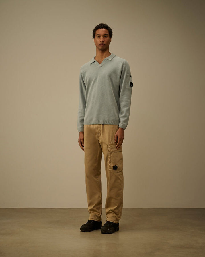 C.P. COMPANY - Cotton Chenille Polo Lens Sweater Bleu clair - Lothaire