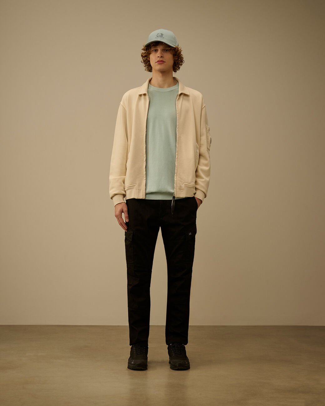 C.P. COMPANY - Cotton Crepe Crewneck Lens Sweater Bleu brume - Lothaire