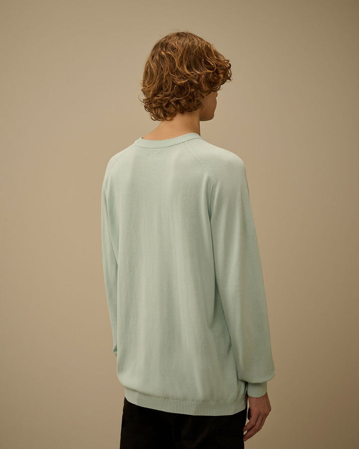 C.P. COMPANY - Cotton Crepe Crewneck Lens Sweater Bleu brume - Lothaire