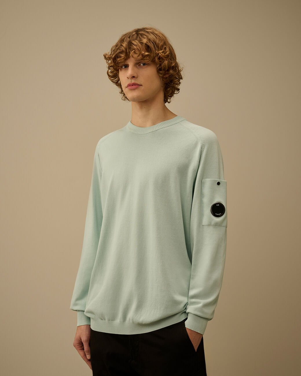 C.P. COMPANY - Cotton Crepe Crewneck Lens Sweater Bleu brume - Lothaire