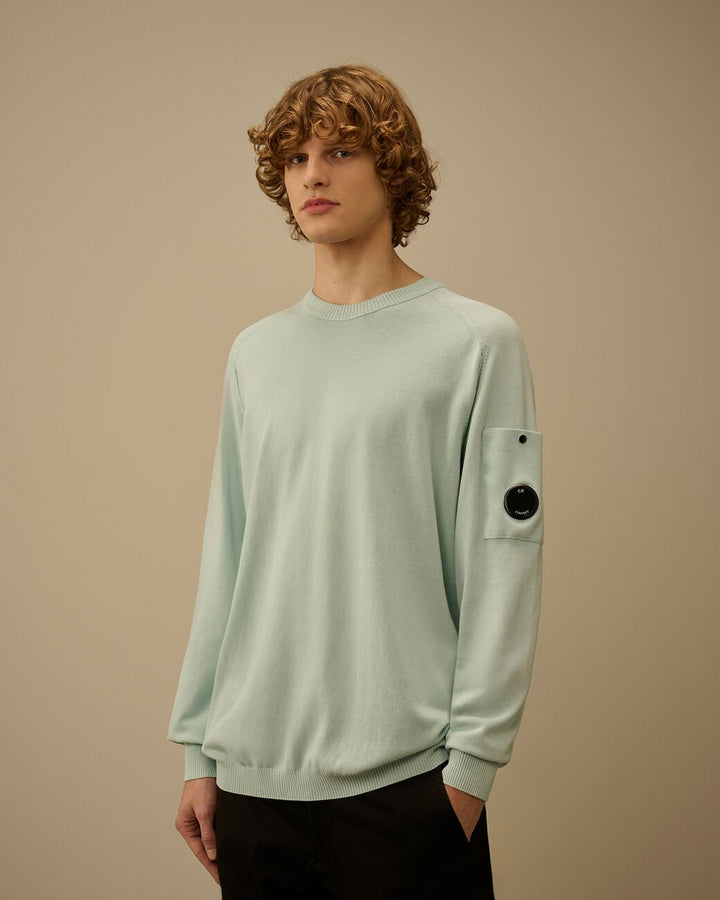 C.P. COMPANY - Cotton Crepe Crewneck Lens Sweater Bleu brume - Lothaire