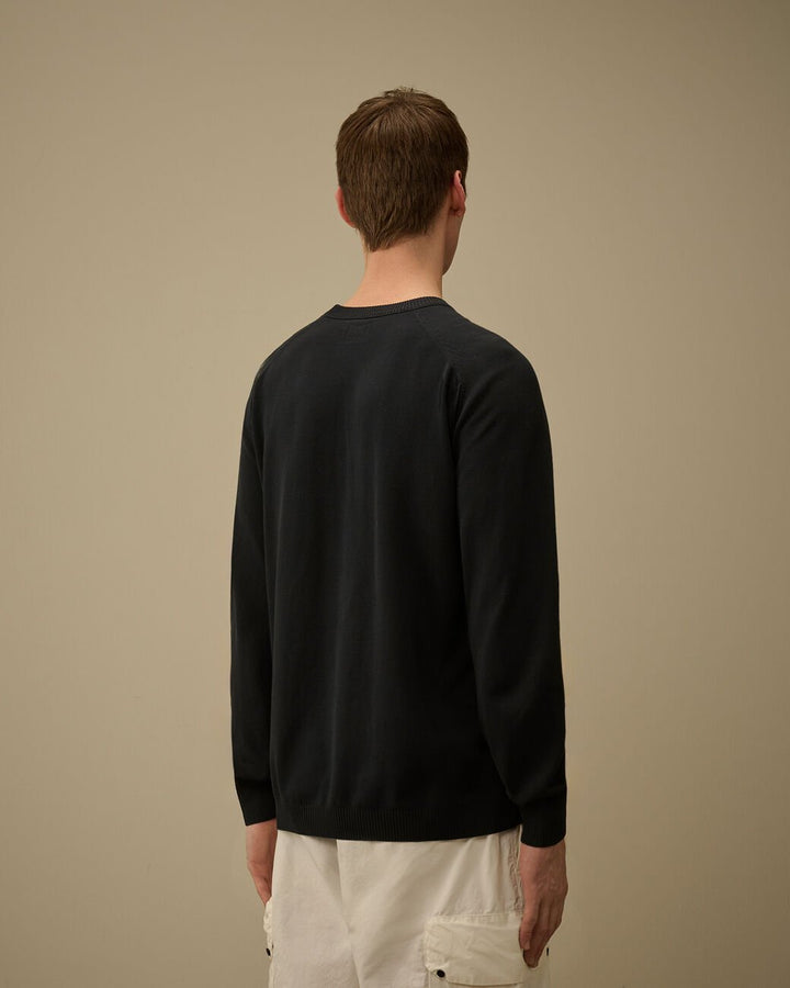 C.P. COMPANY - Cotton Crepe Crewneck Lens Sweater Bleu nuit - Lothaire