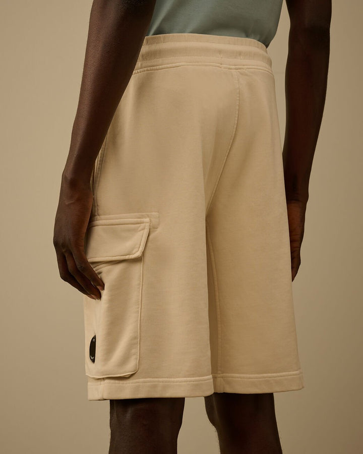 C.P. COMPANY - Cotton Diagonal Fleece Cargo Sweatshorts Beige - Lothaire