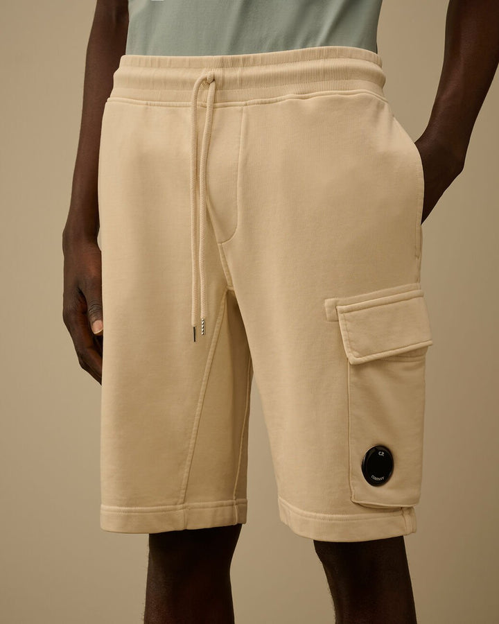 C.P. COMPANY - Cotton Diagonal Fleece Cargo Sweatshorts Beige - Lothaire