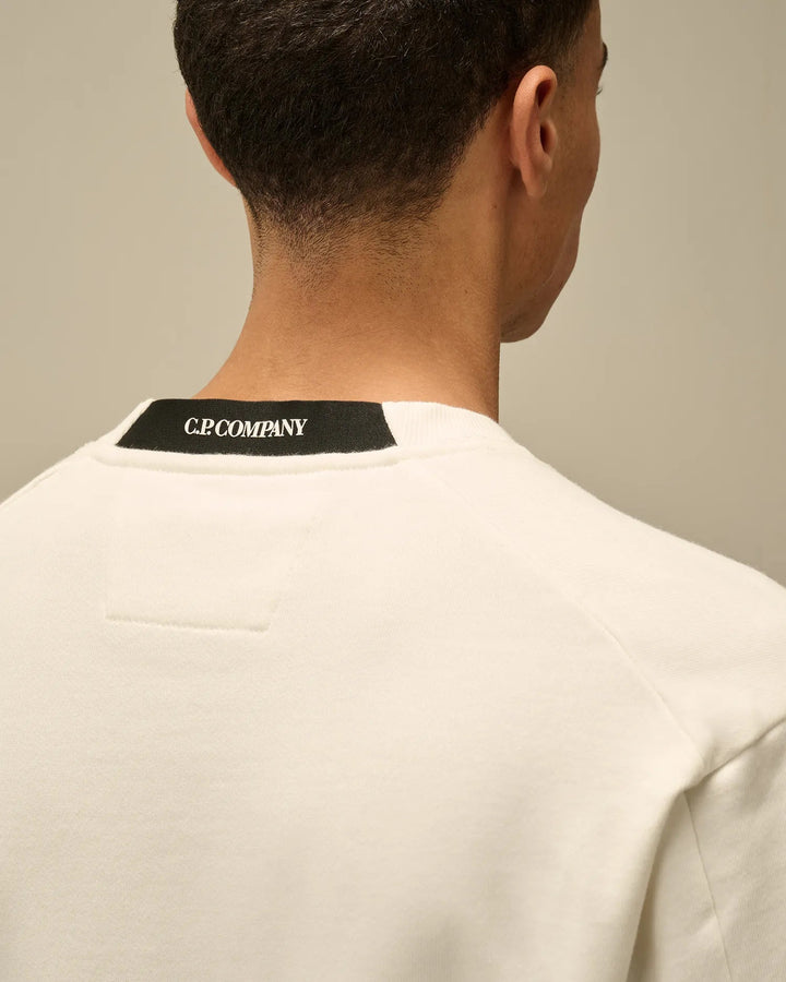 C.P. COMPANY - Diagonal Raised Fleece Crewneck Lens Sweatshirt - Blanc - Lothaire