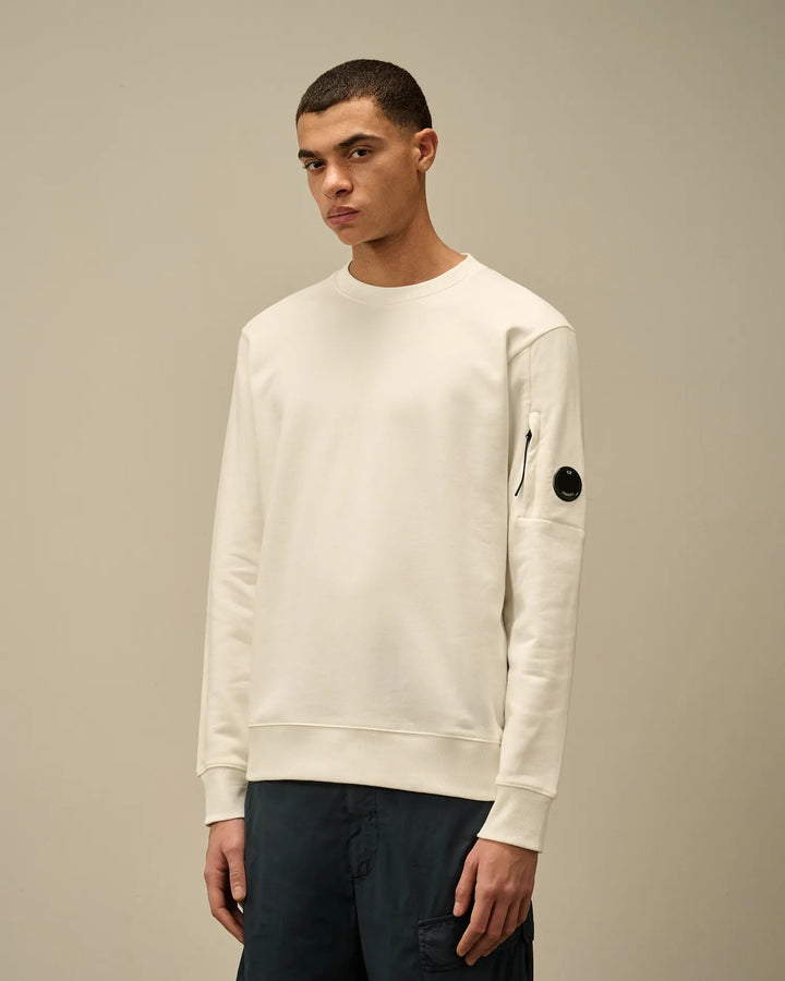 C.P. COMPANY - Diagonal Raised Fleece Crewneck Lens Sweatshirt - Blanc - Lothaire