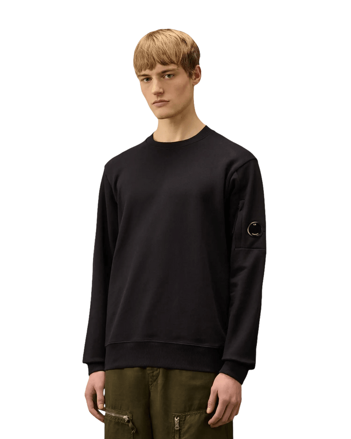 C.P. COMPANY - DIAGONAL RAISED FLEECE CREWNECK LENS SWEATSHIRT Bleu eclipse - Lothaire