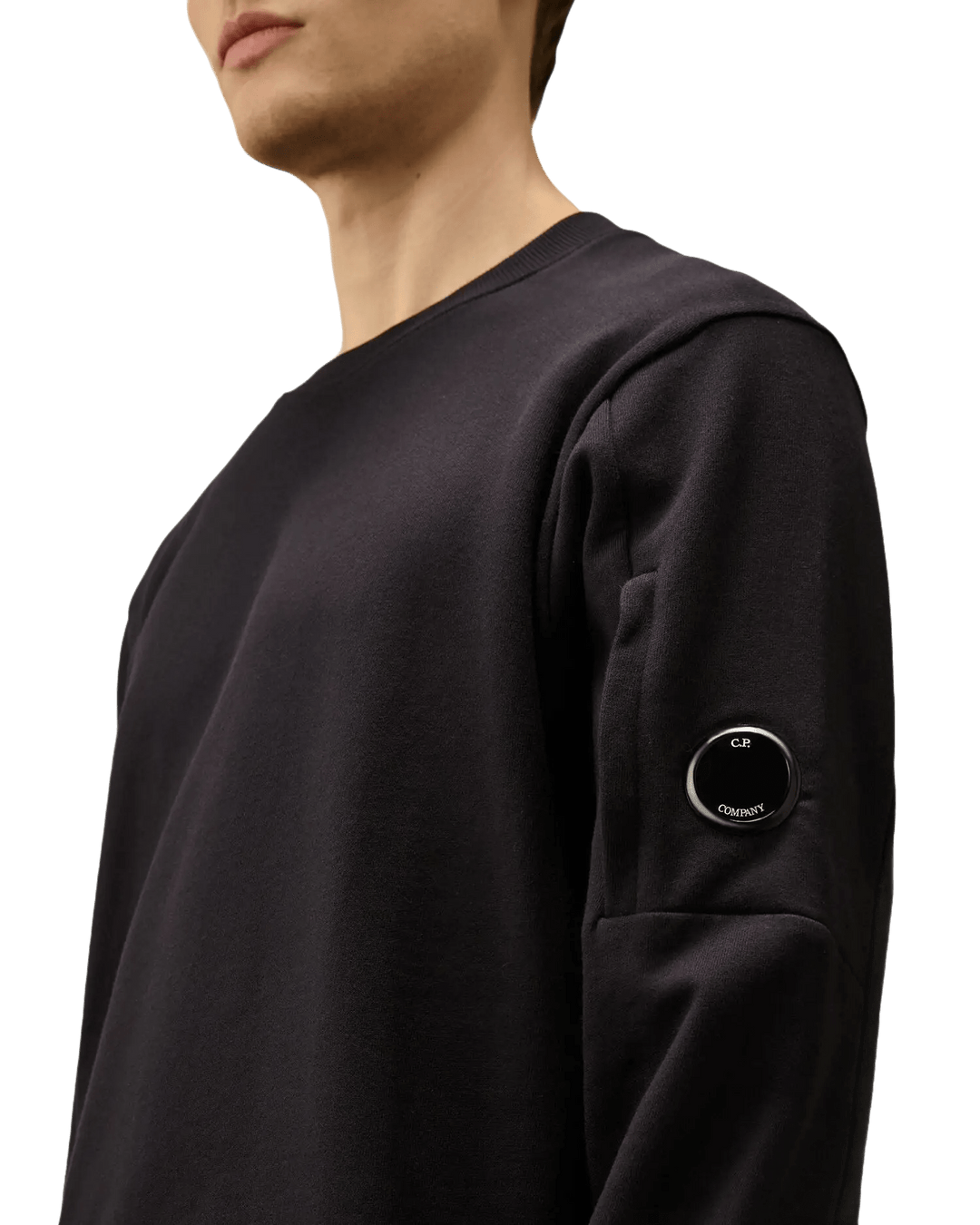 C.P. COMPANY - DIAGONAL RAISED FLEECE CREWNECK LENS SWEATSHIRT Bleu eclipse - Lothaire