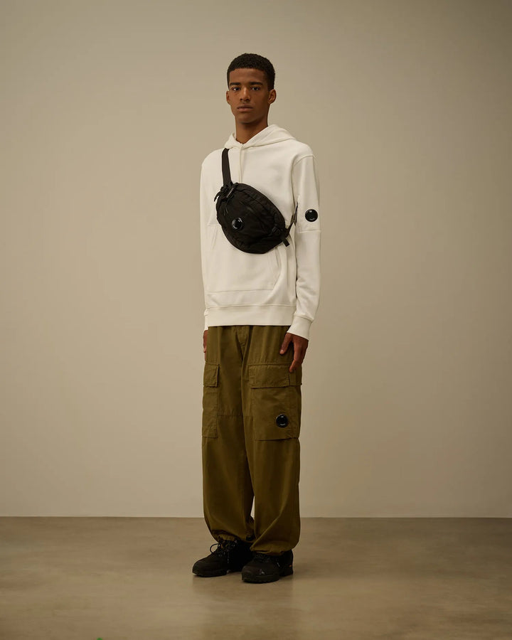 C.P. COMPANY - Diagonal Raised Fleece Hooded Lens Sweatshirt Gauze White - Lothaire