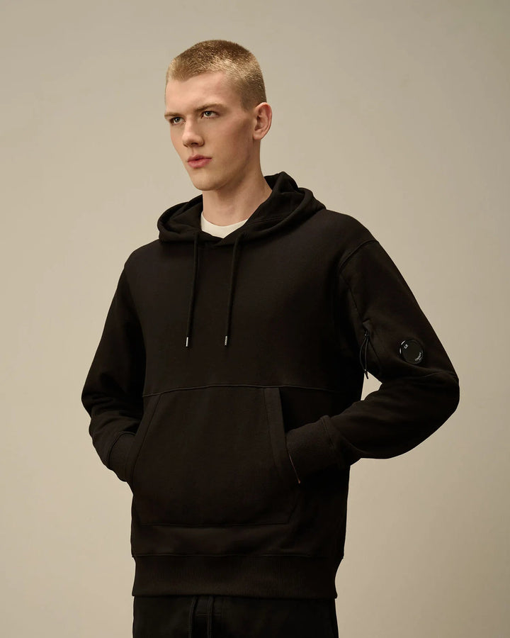 C.P. COMPANY - Diagonal Raised Fleece Hooded Sweatshirt - Noir - Lothaire