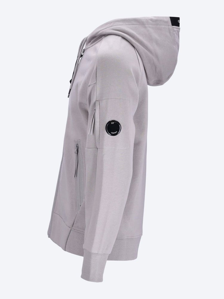 C.P. COMPANY - Diagonal Raised Fleece Zip Hooded Lens Sweatshirt Dove - Lothaire