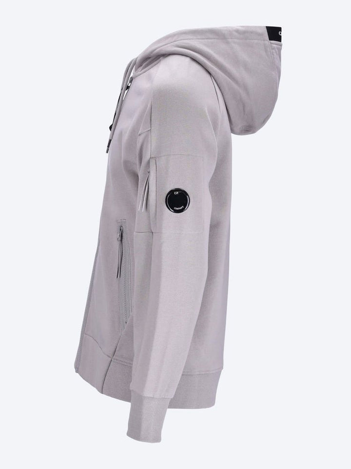 C.P. COMPANY - Diagonal Raised Fleece Zip Hooded Lens Sweatshirt Dove - Lothaire