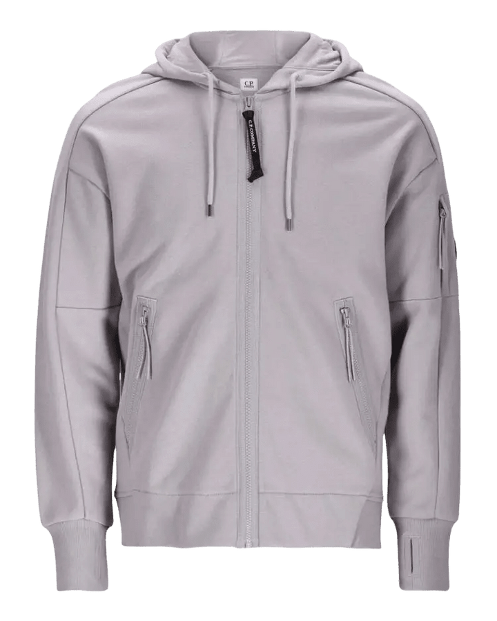 C.P. COMPANY - Diagonal Raised Fleece Zip Hooded Lens Sweatshirt Dove - Lothaire