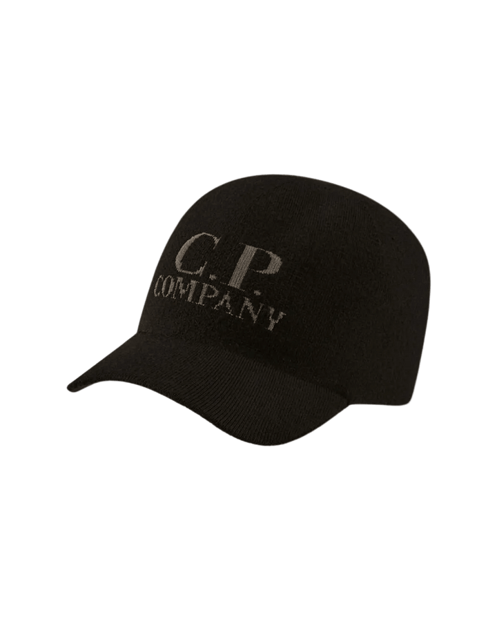 C.P. COMPANY - Extrafine Merino Wool Logo Cap Noir - Lothaire