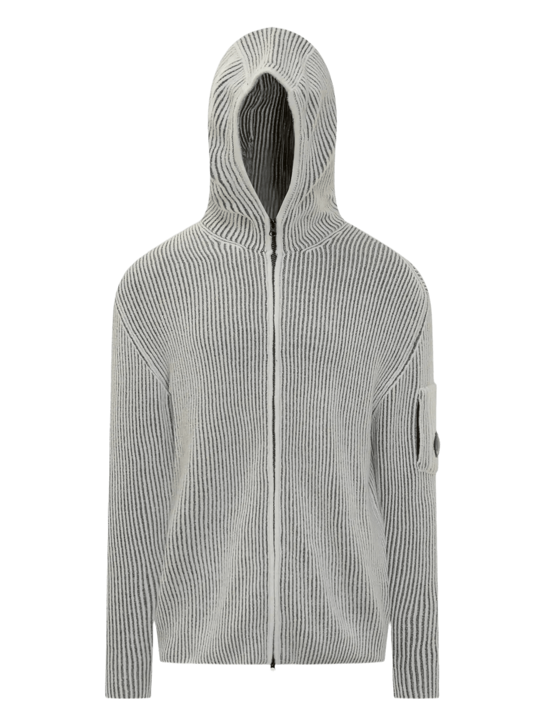 C.P. COMPANY - Hooded Ribbed Cardigan Gris - Lothaire