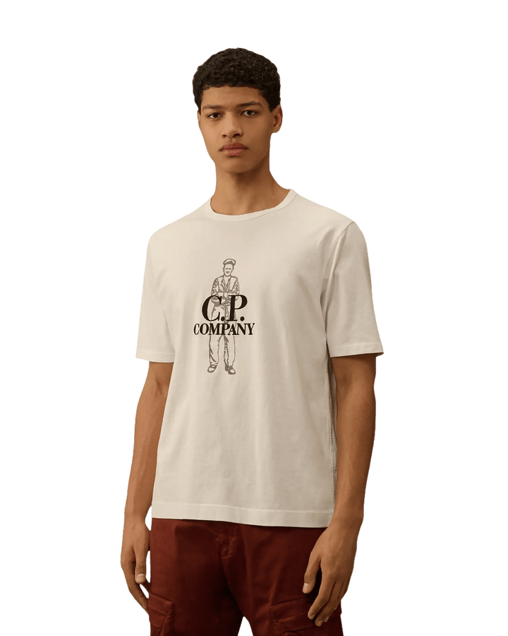C.P. COMPANY - JERSEY LOGO T - SHIRT Blanc - Lothaire
