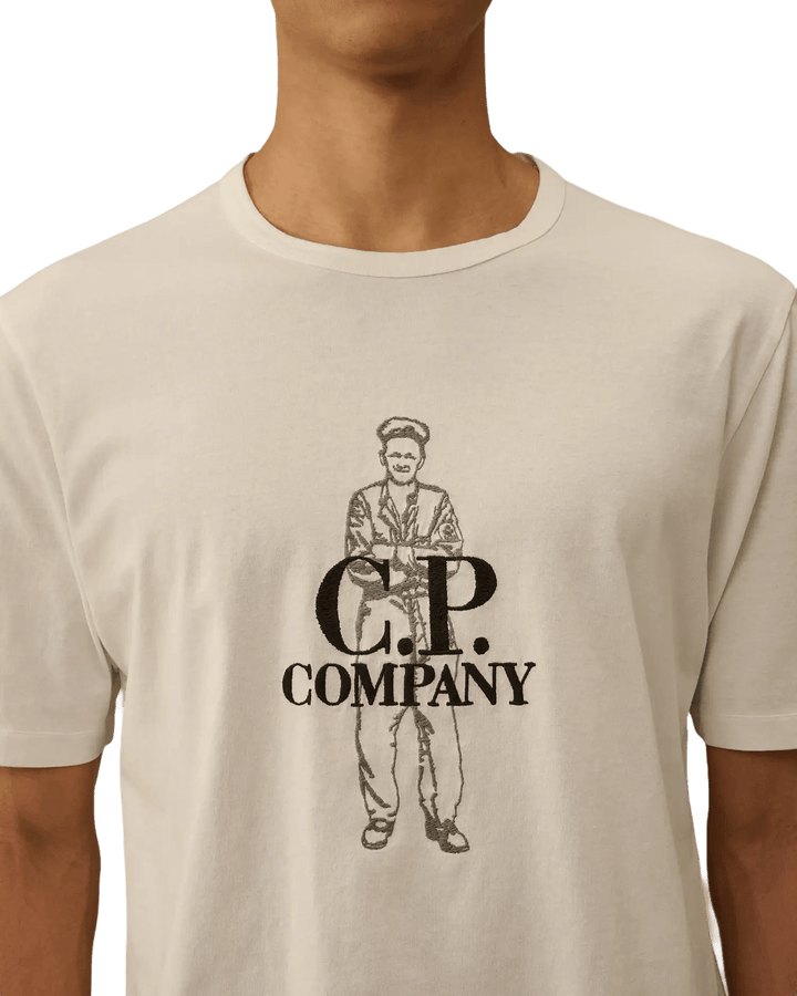 C.P. COMPANY - JERSEY LOGO T - SHIRT Blanc - Lothaire