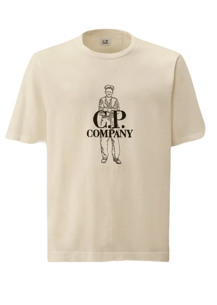 C.P. COMPANY - JERSEY LOGO T - SHIRT Blanc - Lothaire
