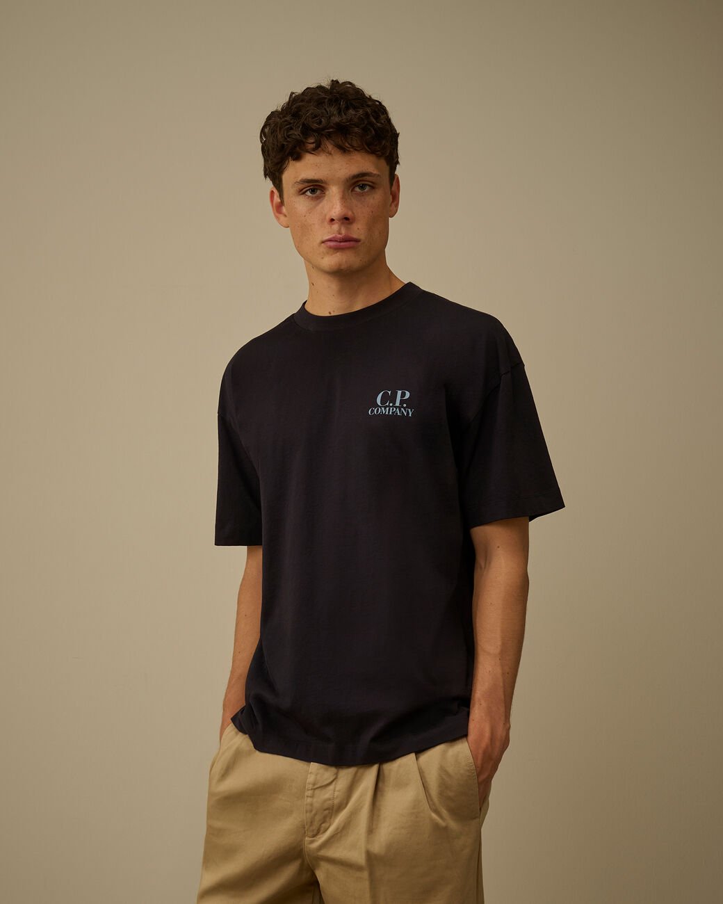 C.P. COMPANY - Jersey Short Sleeve Logo T-Shirt Noir - Lothaire