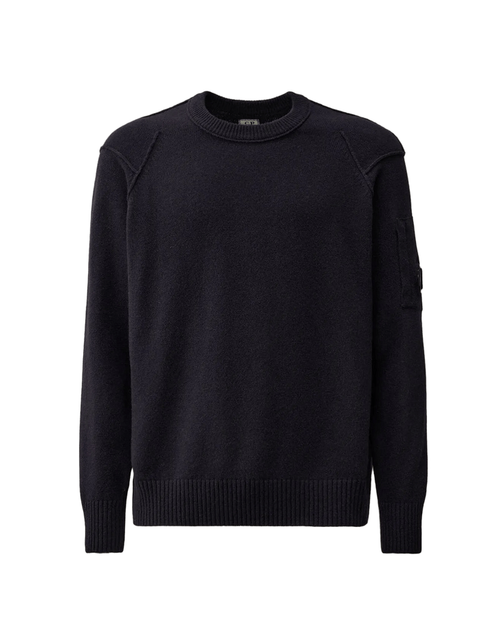C.P. COMPANY - Lambswool GRS Crewneck Lens Sweater Total Eclipse - Lothaire