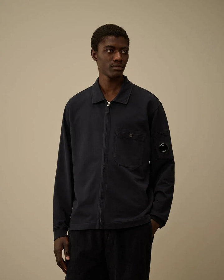 C.P. COMPANY - Light Fleece Full Zip Sweatshirt bleu total eclipse - Lothaire