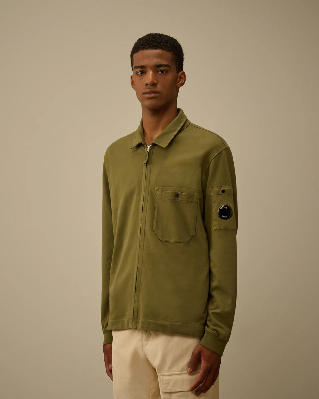 C.P. COMPANY - Light Fleece Full Zip Sweatshirt Capers - Lothaire
