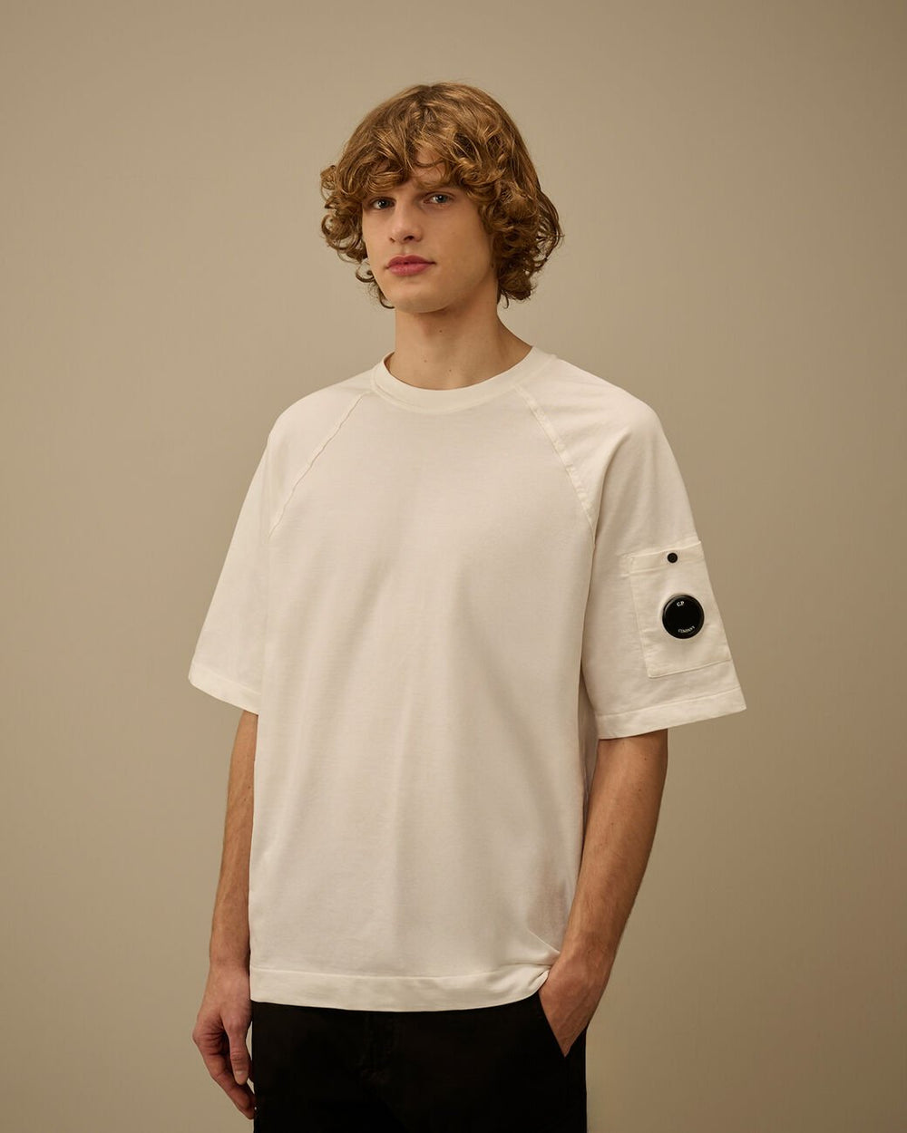 C.P. COMPANY - Light Fleece Short Sleeve Sweatshirt Blanc givré - Lothaire