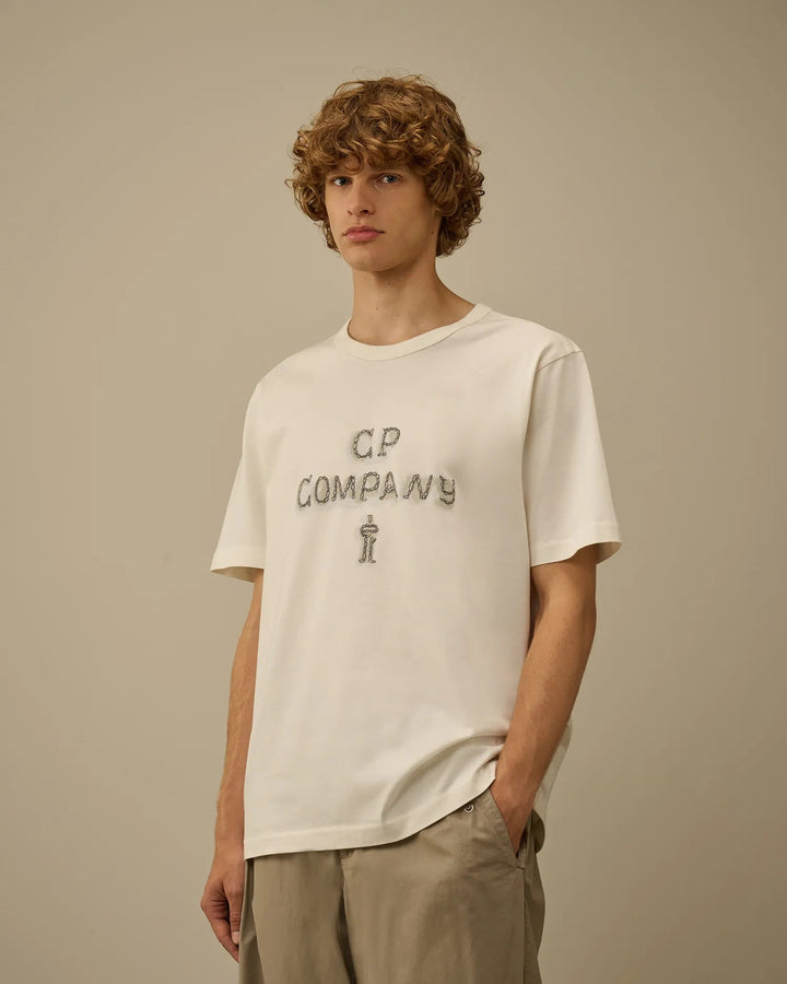 C.P. COMPANY - Mercerized 30/2 Jersey Twisted Short Sleeve Logo T-Shirt - Beige - Lothaire