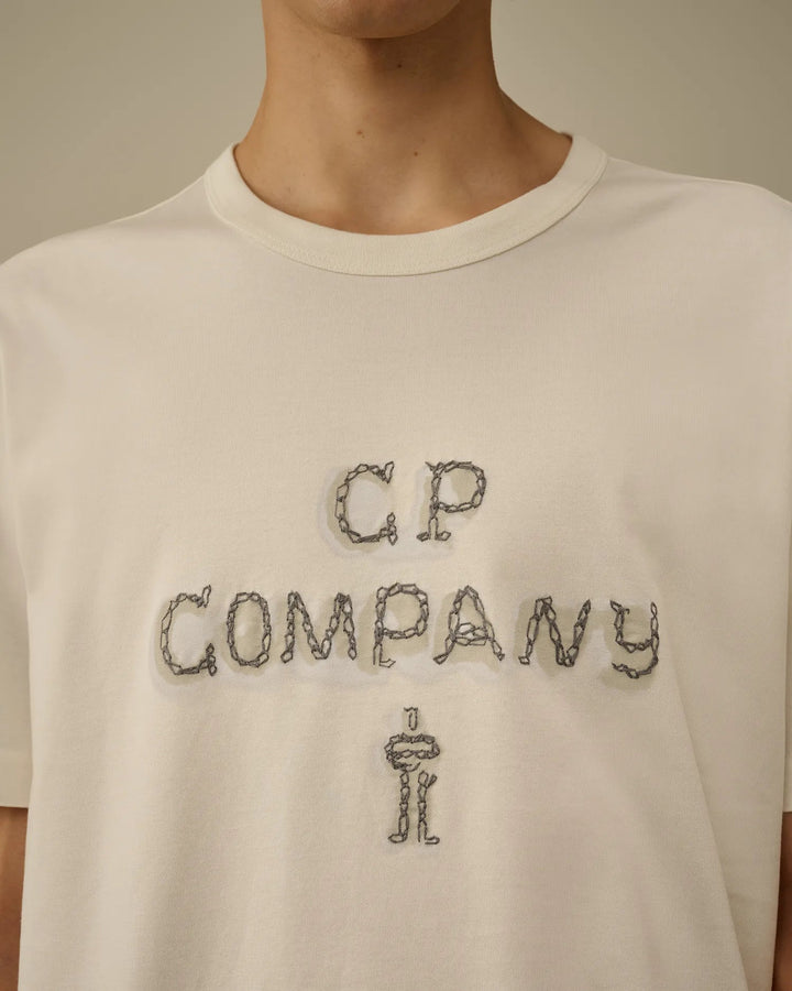 C.P. COMPANY - Mercerized 30/2 Jersey Twisted Short Sleeve Logo T-Shirt - Beige - Lothaire