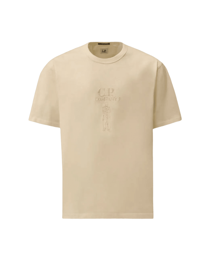 C.P. COMPANY - Mercerized Jersey 30/2 Twisted Short Sleeve Logo T-Shirt Beige - Lothaire