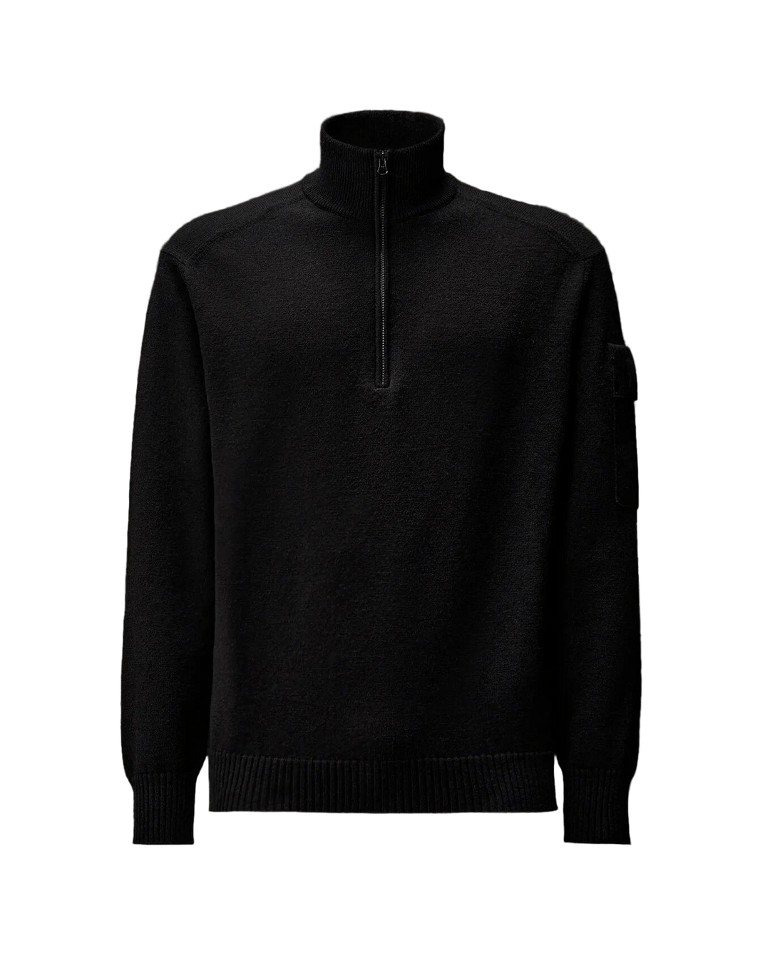 C.P. COMPANY - Metropolis Series Extrafine Merino Wool Half Zip Sweater Black - Lothaire