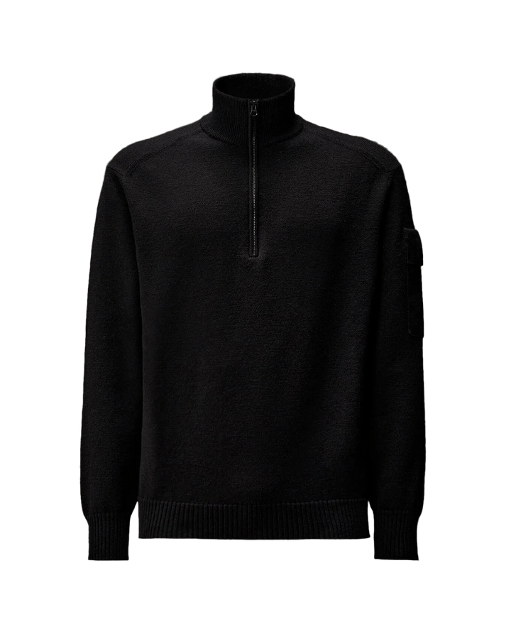 C.P. COMPANY - Metropolis Series Extrafine Merino Wool Half Zip Sweater Black - Lothaire
