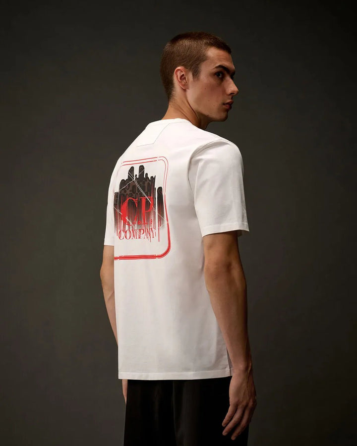 C.P. COMPANY : Metropolis Series Mercerized Jersey Short Sleeve Graphics T-Shirt blanc - Lothaire