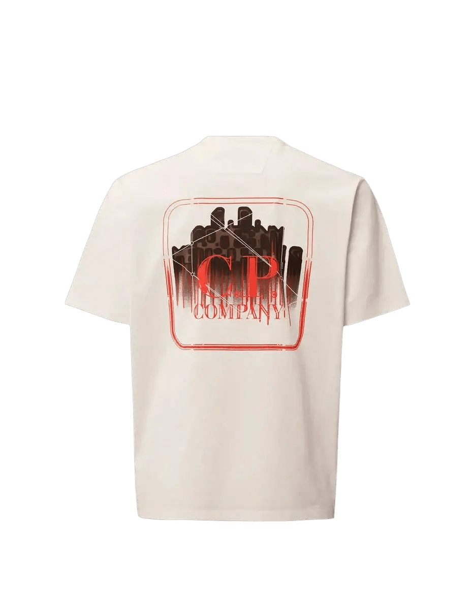 C.P. COMPANY : Metropolis Series Mercerized Jersey Short Sleeve Graphics T-Shirt blanc - Lothaire