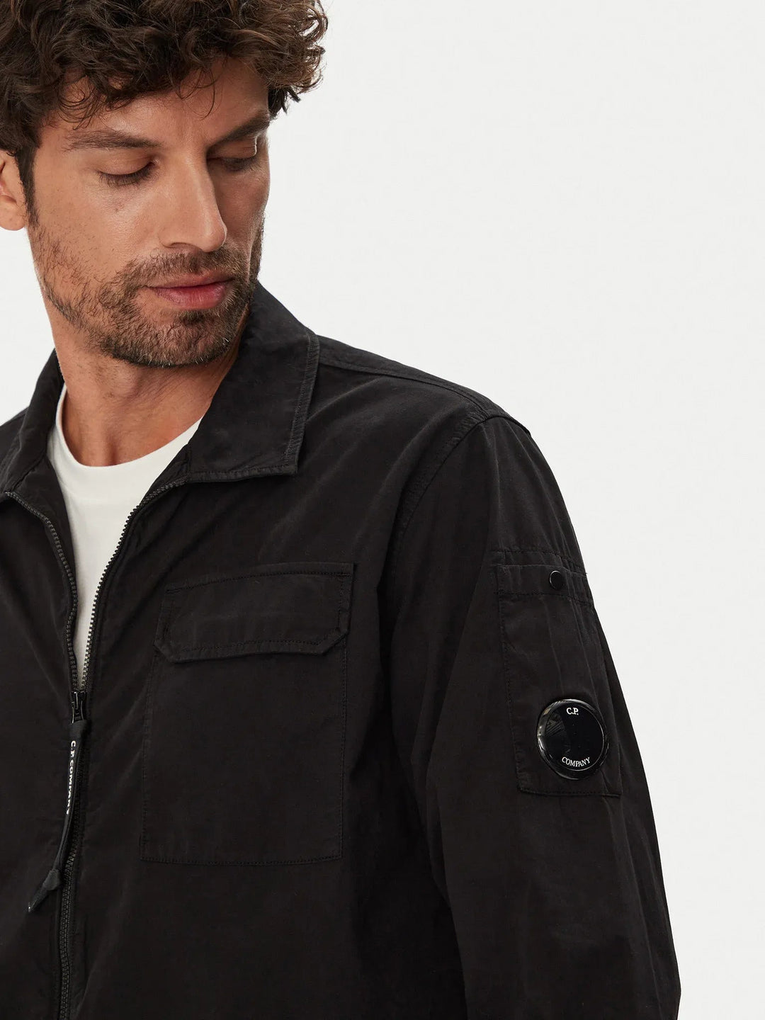 C.P. COMPANY - Organic Gabardine Full Zip Overshirt - Marine - Lothaire