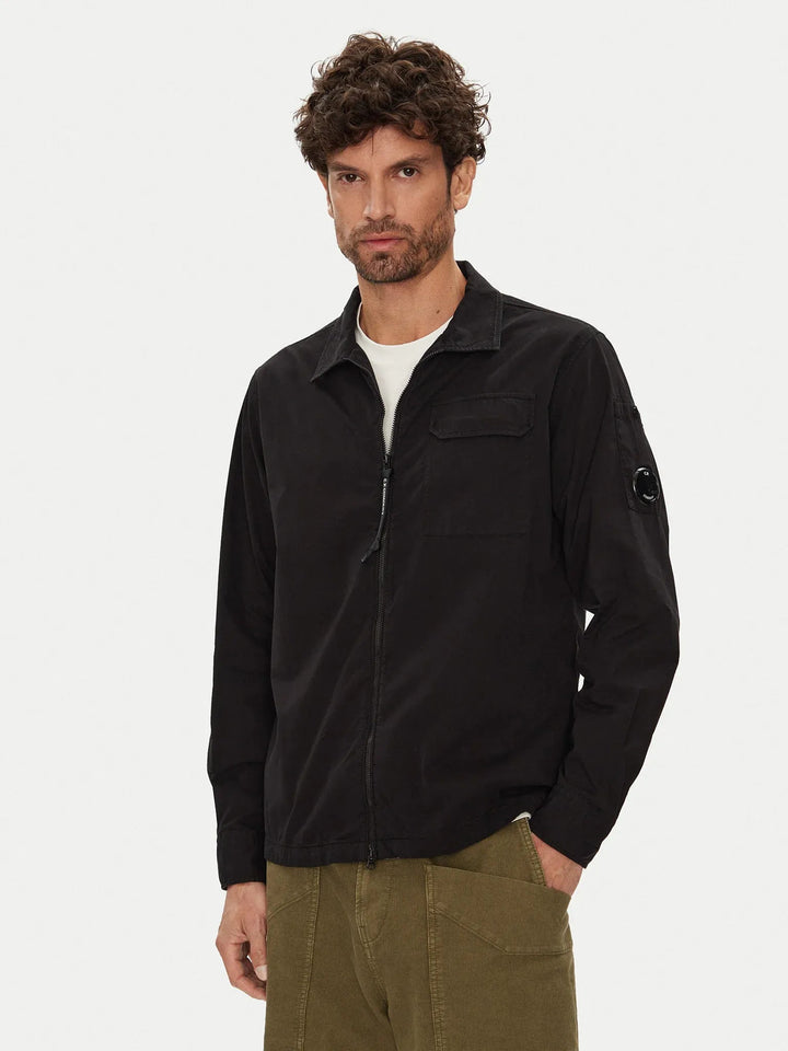 C.P. COMPANY - Organic Gabardine Full Zip Overshirt - Marine - Lothaire