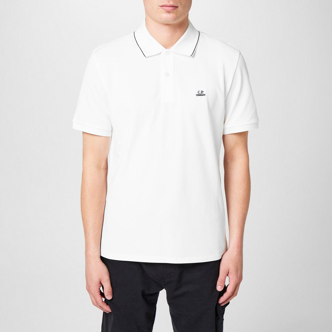 C.P. COMPANY - Polo à Logo Brodé en Coton Stretch Blanc Cassé - Lothaire