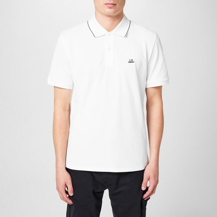 C.P. COMPANY - Polo à Logo Brodé en Coton Stretch Blanc Cassé - Lothaire