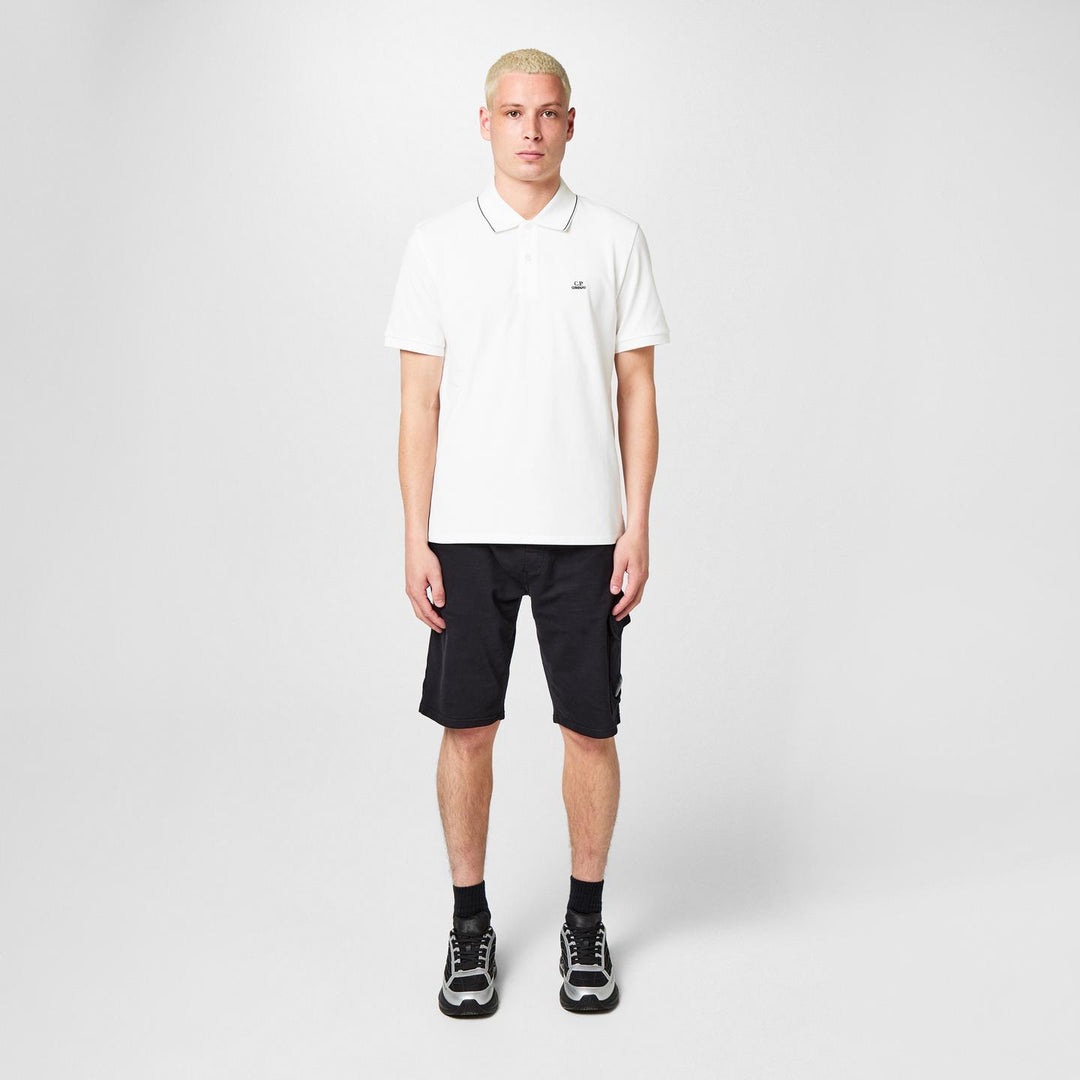 C.P. COMPANY - Polo à Logo Brodé en Coton Stretch Blanc Cassé - Lothaire
