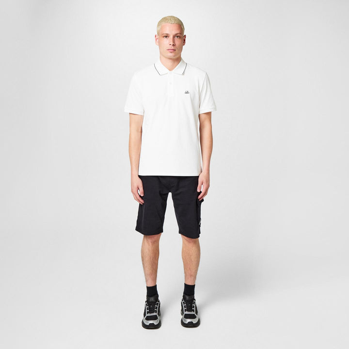 C.P. COMPANY - Polo à Logo Brodé en Coton Stretch Blanc Cassé - Lothaire