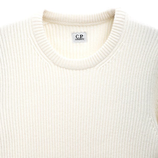 C.P. COMPANY - Pull à col rond côtelé Blanc cassé - Lothaire