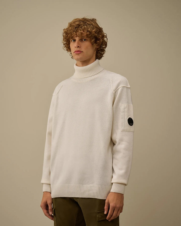 C.P. COMPANY - Pull à col roulé confectionné en Lambswool GRS Blanc - Lothaire
