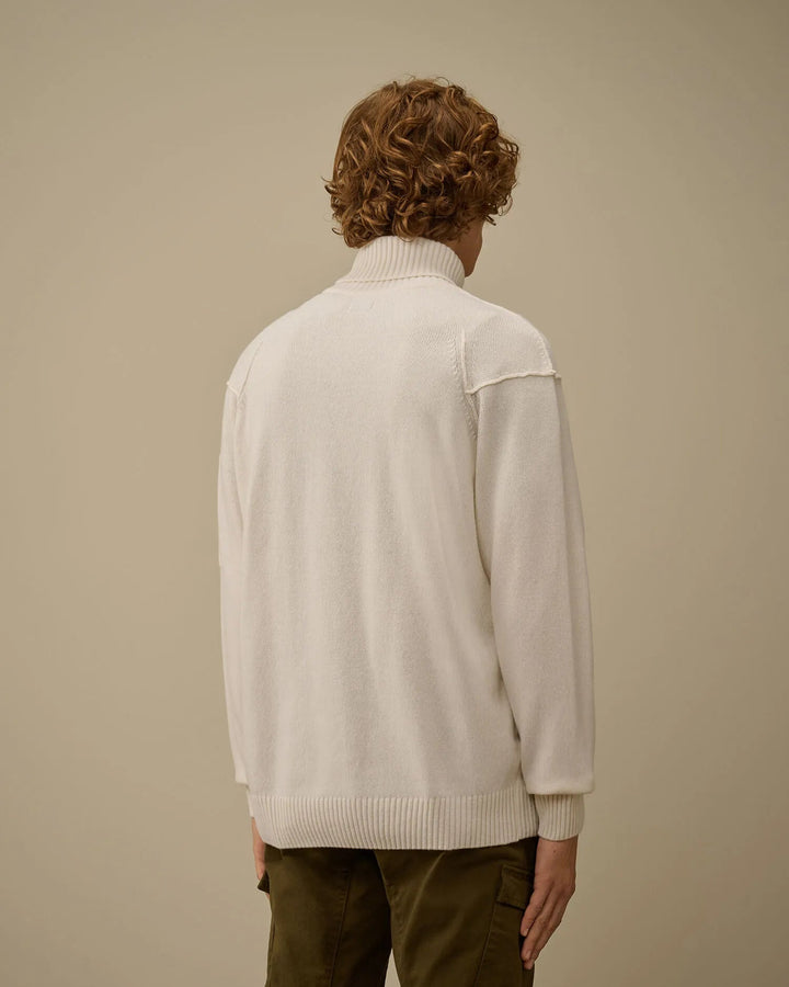 C.P. COMPANY - Pull à col roulé confectionné en Lambswool GRS Blanc - Lothaire