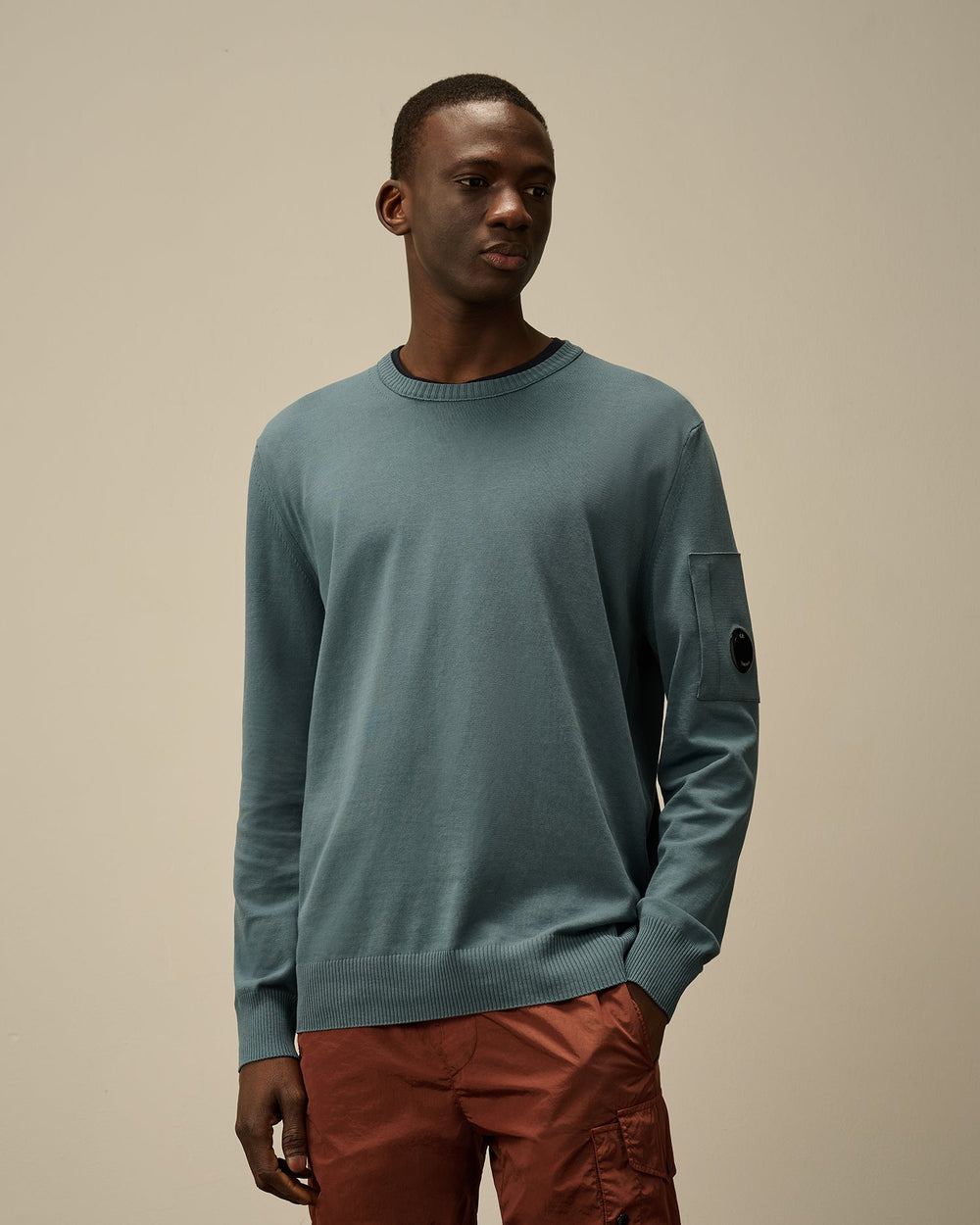 C.P. COMPANY - Pull à col roulé en coton Old Dyed Bleu vert - Lothaire