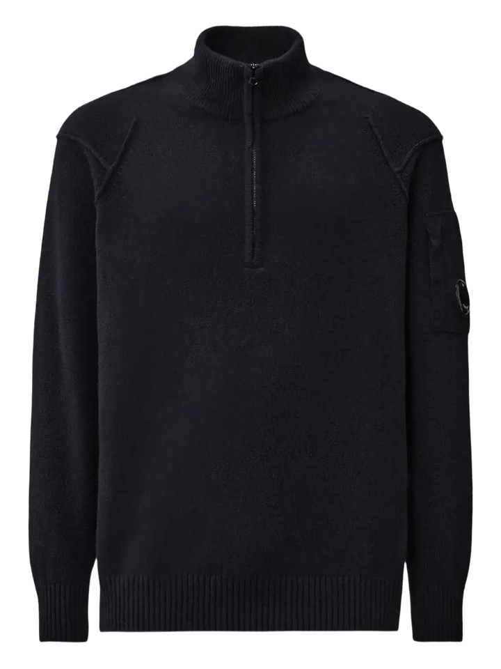 C.P. COMPANY - Pull à Col Zippé Bleu Foncé - Lothaire